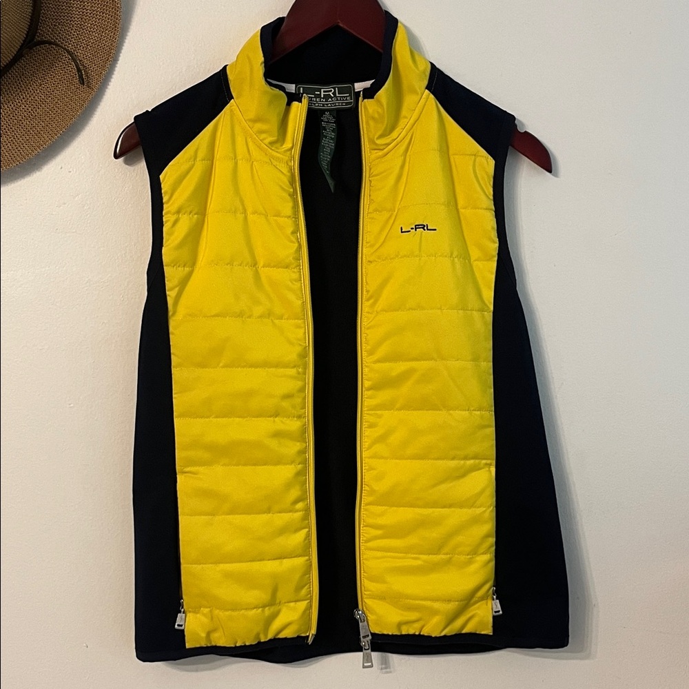 Ralph Lauren Yellow and Black Quilted Zip Vest